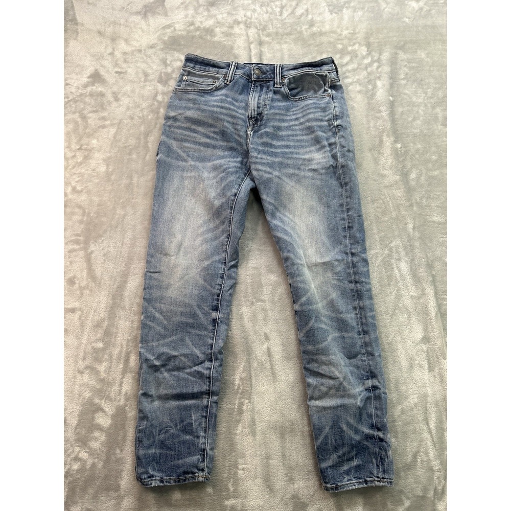 American Eagle Jeans Mens Sz 29x32  Blue Athletic Airflex Stretch Whiskered Fade
